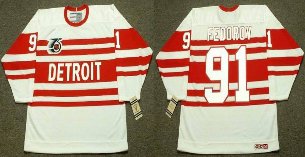 2019 Men Detroit Red Wings 91 Fedoroy White CCM NHL jerseys